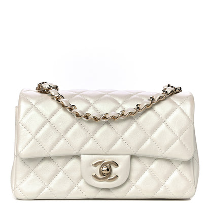 Chanel Iridescent Calfskin Quilted Mini Rectangular Flap White 1 of 10