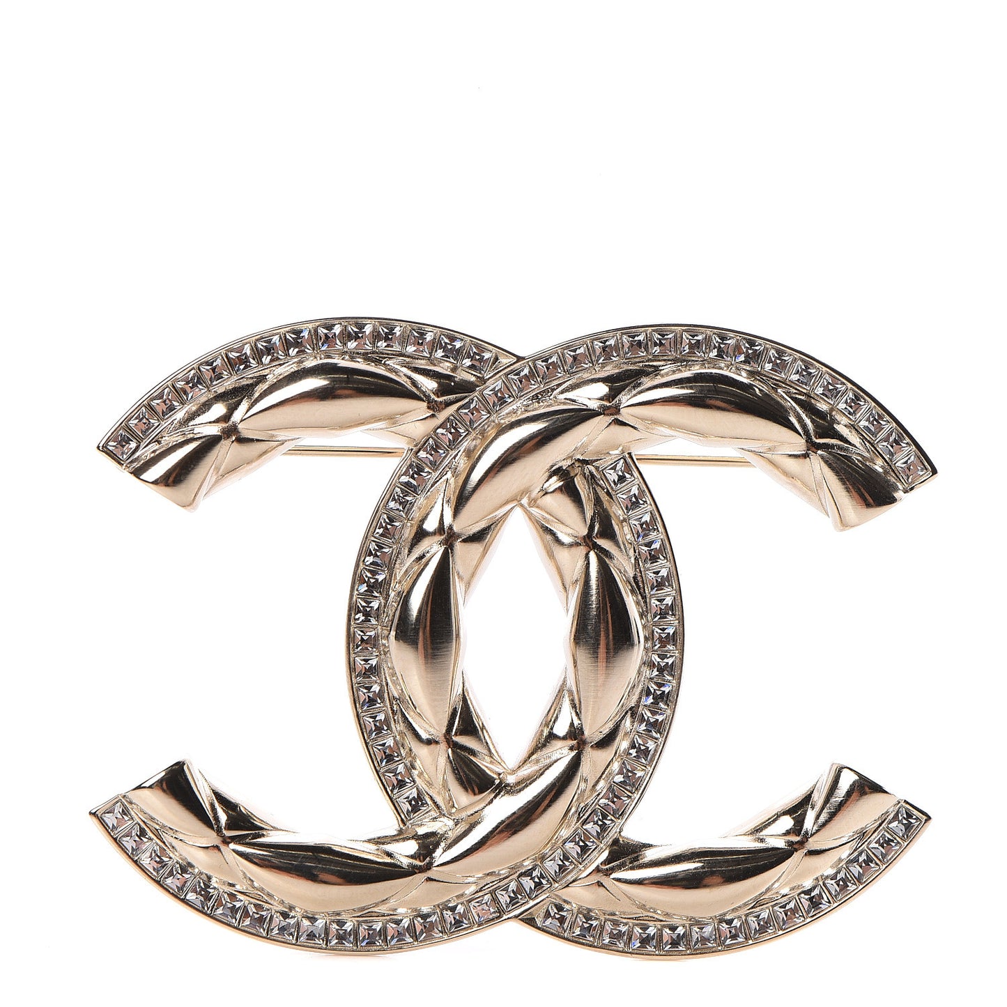Baguette Crystal Quilted Vintage Allure CC Brooch Gold