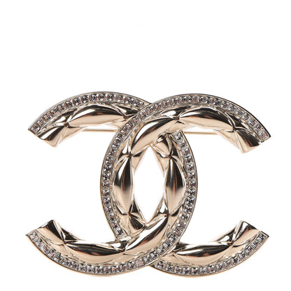 Chanel Baguette Crystal Quilted Vintage Allure CC Brooch Gold 1 of 5