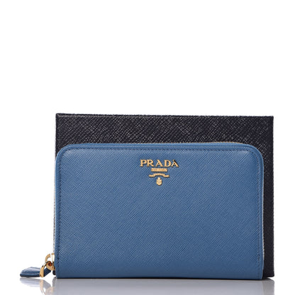 Prada Saffiano Metal Zip Around Wallet Cobalto 7 of 7