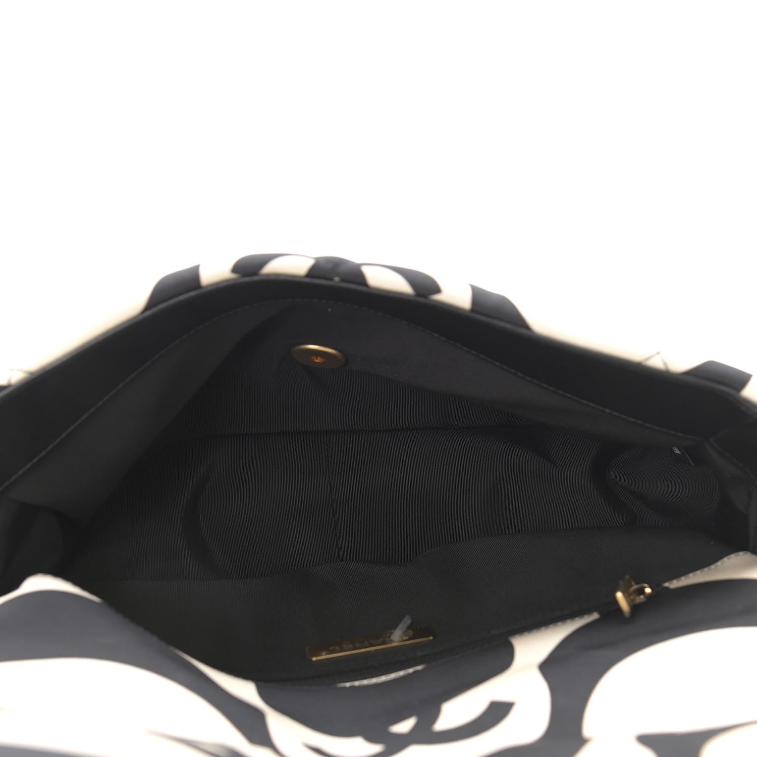 Chanel Fabric Printed Large Chanel 19 Flap Black Ecru 5 of 10