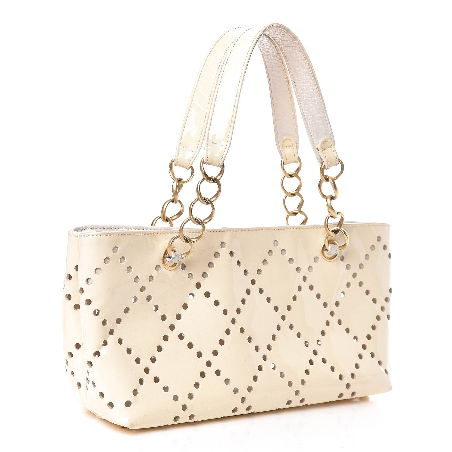 Chanel Patent Perforated CC Tote White 3 of 15