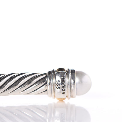David Yurman Sterling Silver 14K Yellow Gold Pearl 5mm Cable Classics Bracelet 5 of 5