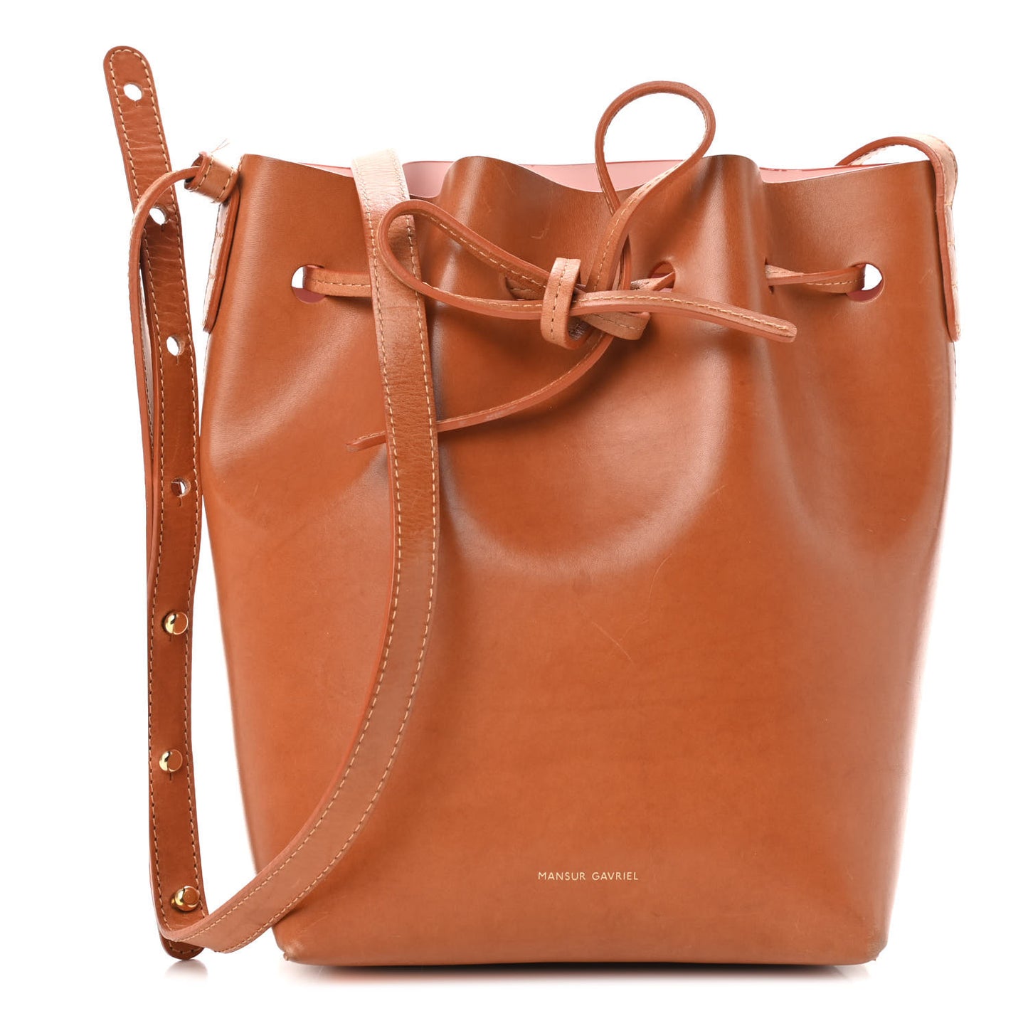 Calfskin Mini Bucket Bag Cammello Rosa