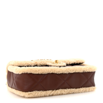 Chanel Shearling Lambskin Quilted Furry Coco Flap Dark Brown Beige 6 of 21