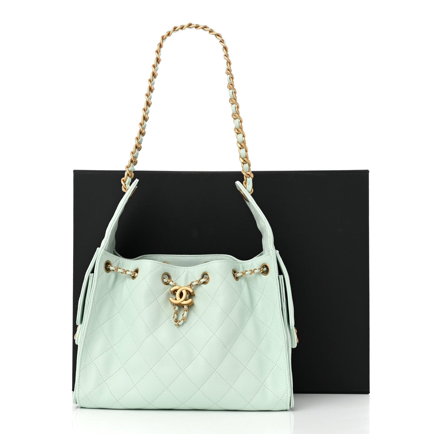 Caviar Quilted Small Chanel 25 Handbag Light Green