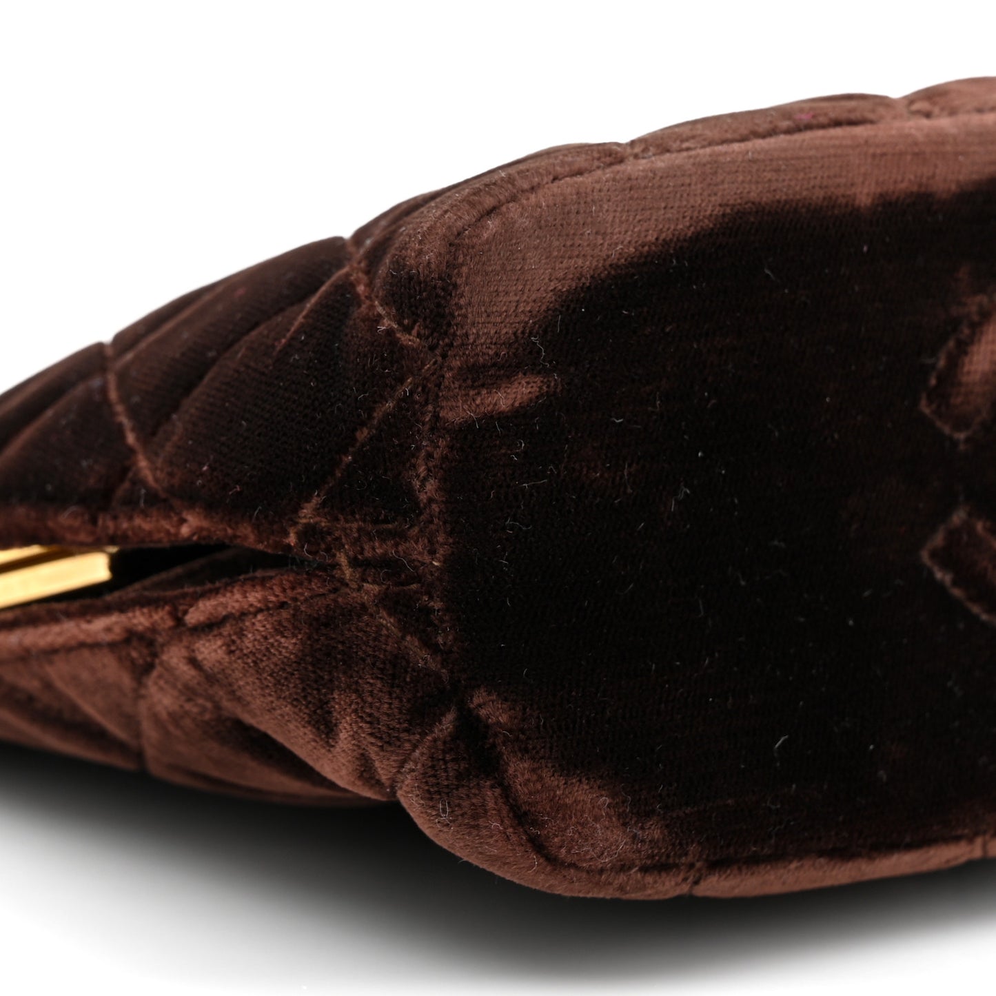 Suede Quilted Kisslock Top Handle Clutch Brown