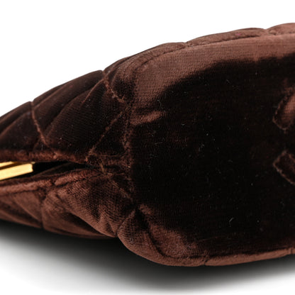Chanel Suede Quilted Kisslock Top Handle Clutch Brown 9 of 11