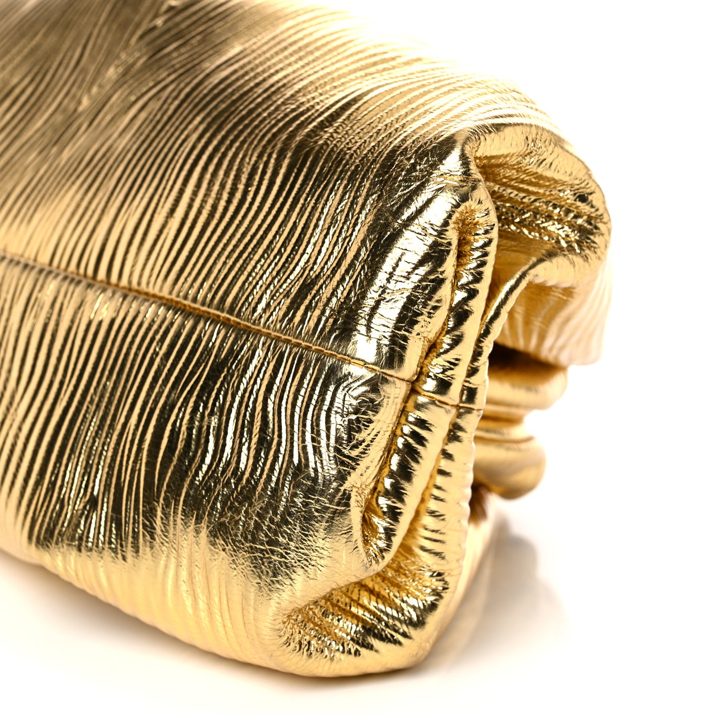 Metallic Bark Calfskin Embossed The Pouch Oversized Clutch Oro