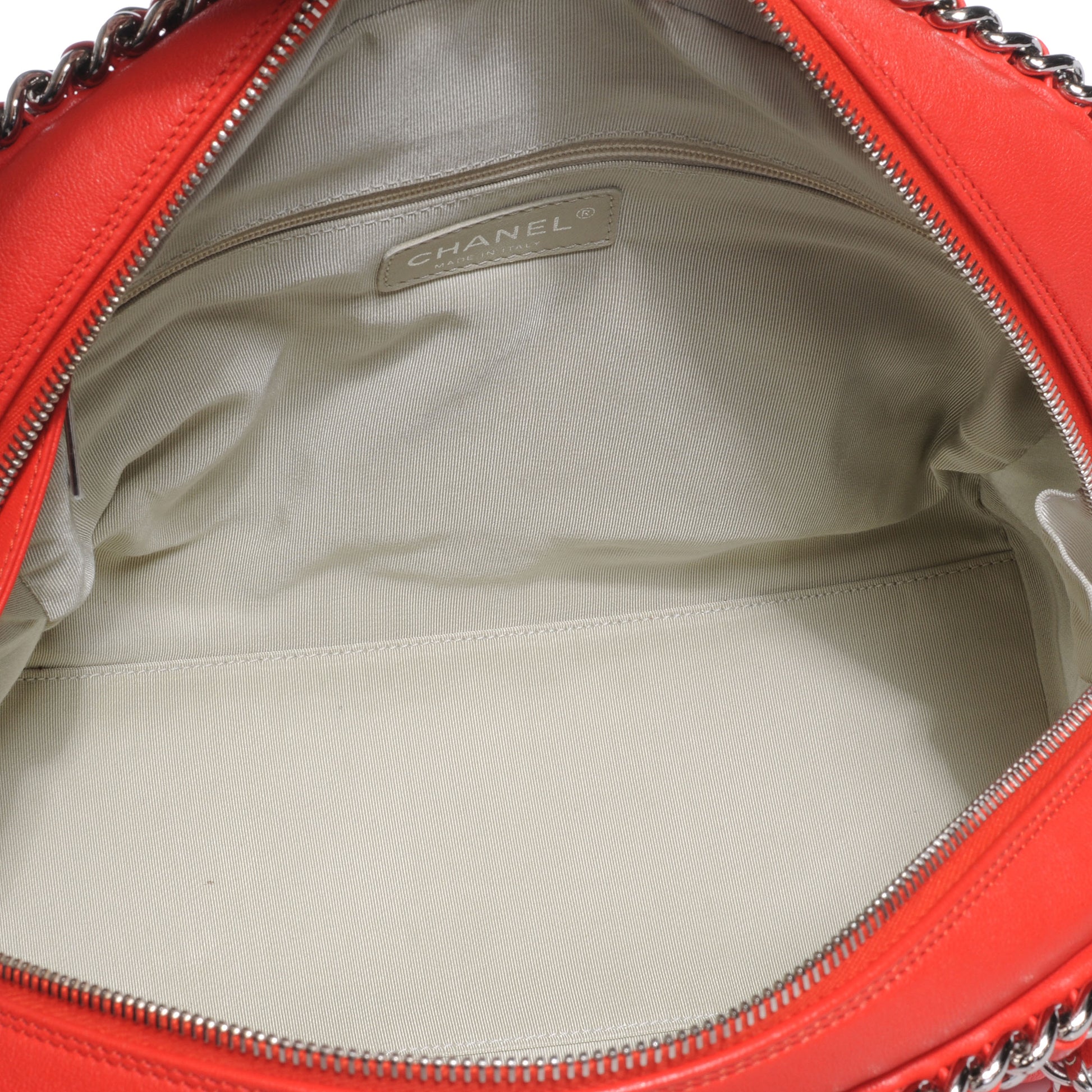 Chanel Washed Lambskin Chain Around Bowler Red 5 of 7