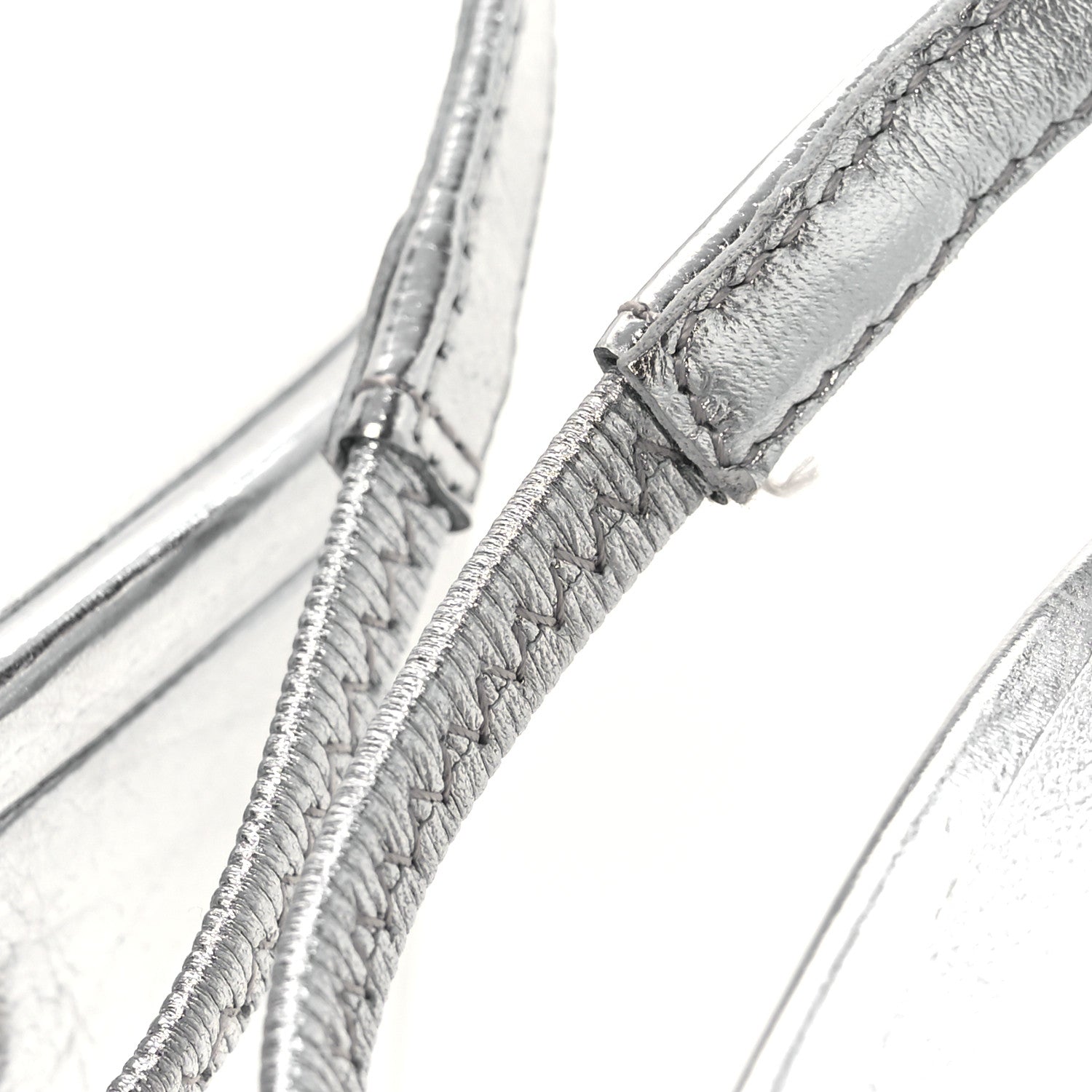 Chanel Laminated Crumpled Lambskin Grosgrain Cap Toe CC Slingback Pumps 37.5 Silver Black 11 of 12