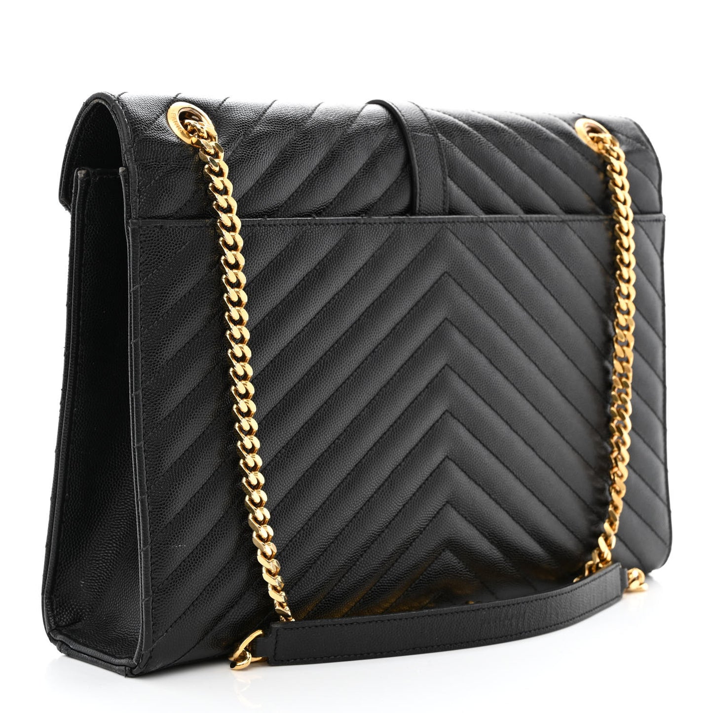 Grain De Poudre Matelasse Chevron Large Monogram Satchel Black