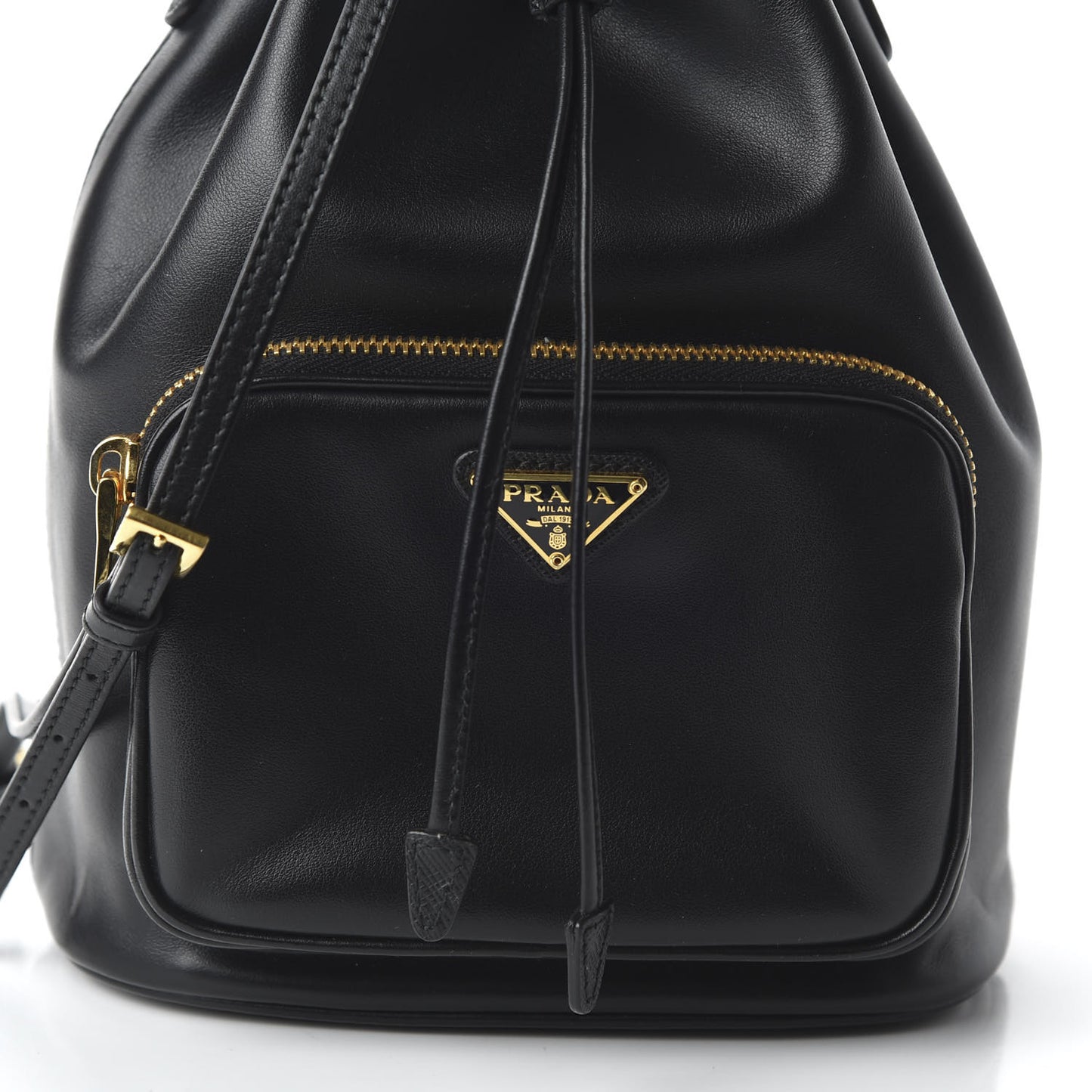 Light Calfskin Saffiano Mini Bucket Crossbody Bag Black