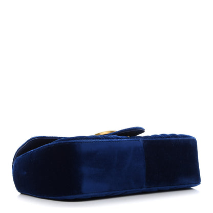 Gucci Velvet Matelasse Small GG Marmont Shoulder Bag Cobalt Blue 4 of 9