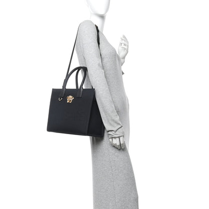 Versace Canvas Calfskin La Medusa Small Tote Black 2 of 12