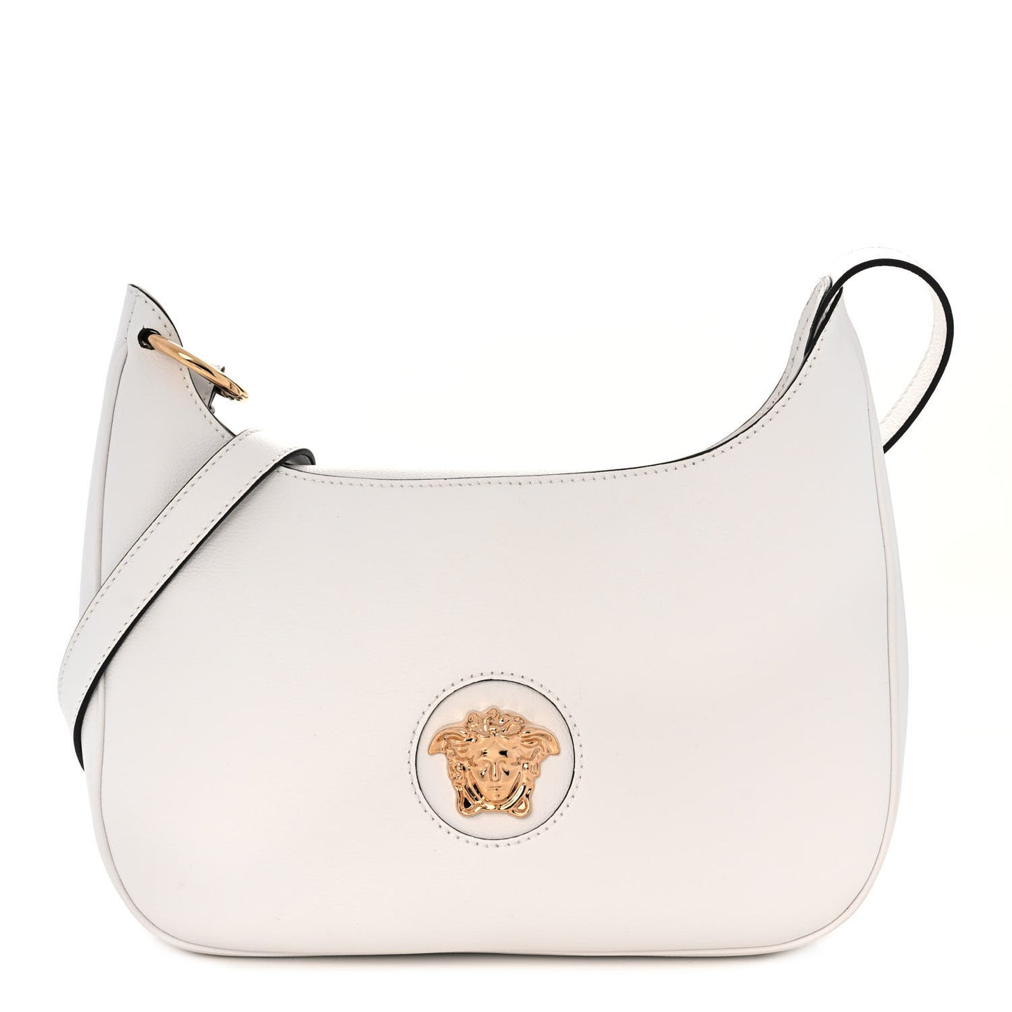 Calfskin La Medusa Medium Hobo Crossbody White