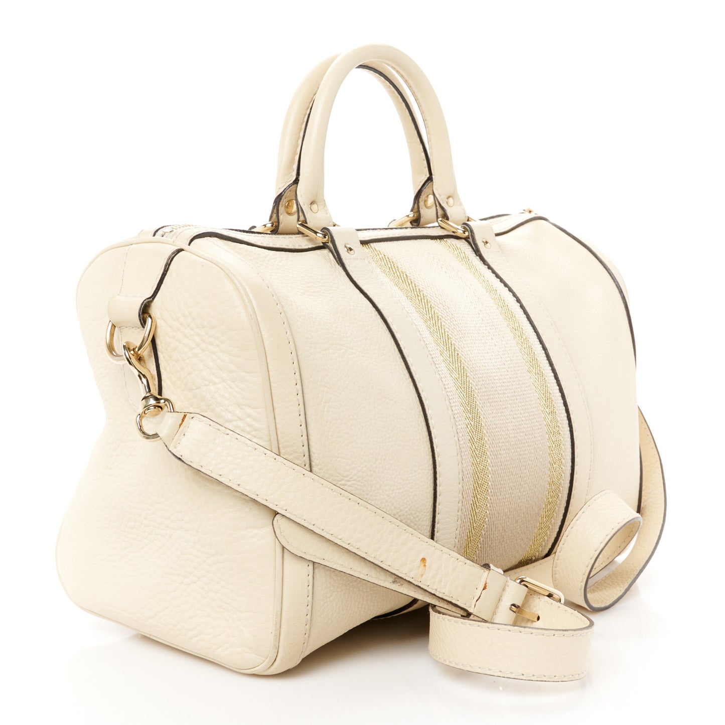 Calfskin Vintage Web Medium Boston Mystic White
