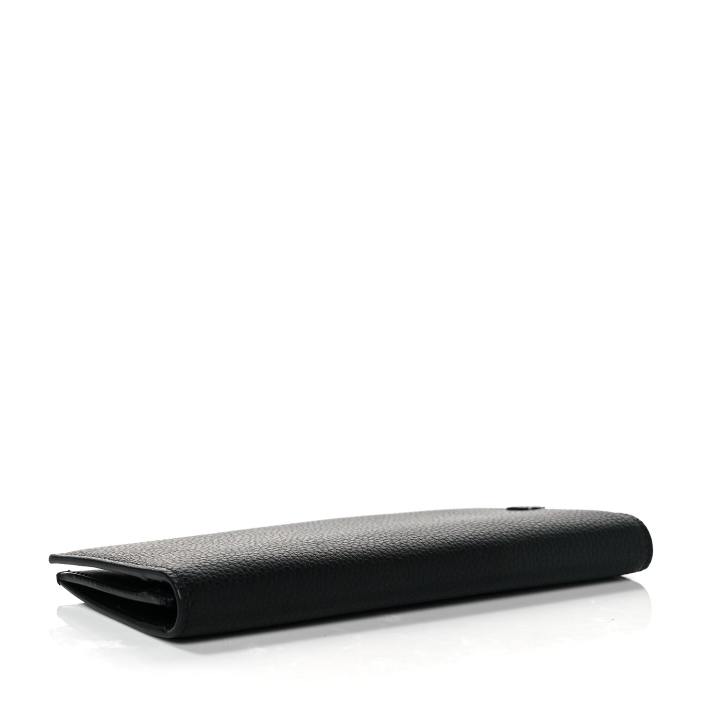 Grained Calfskin CD Vertical Long Wallet Black