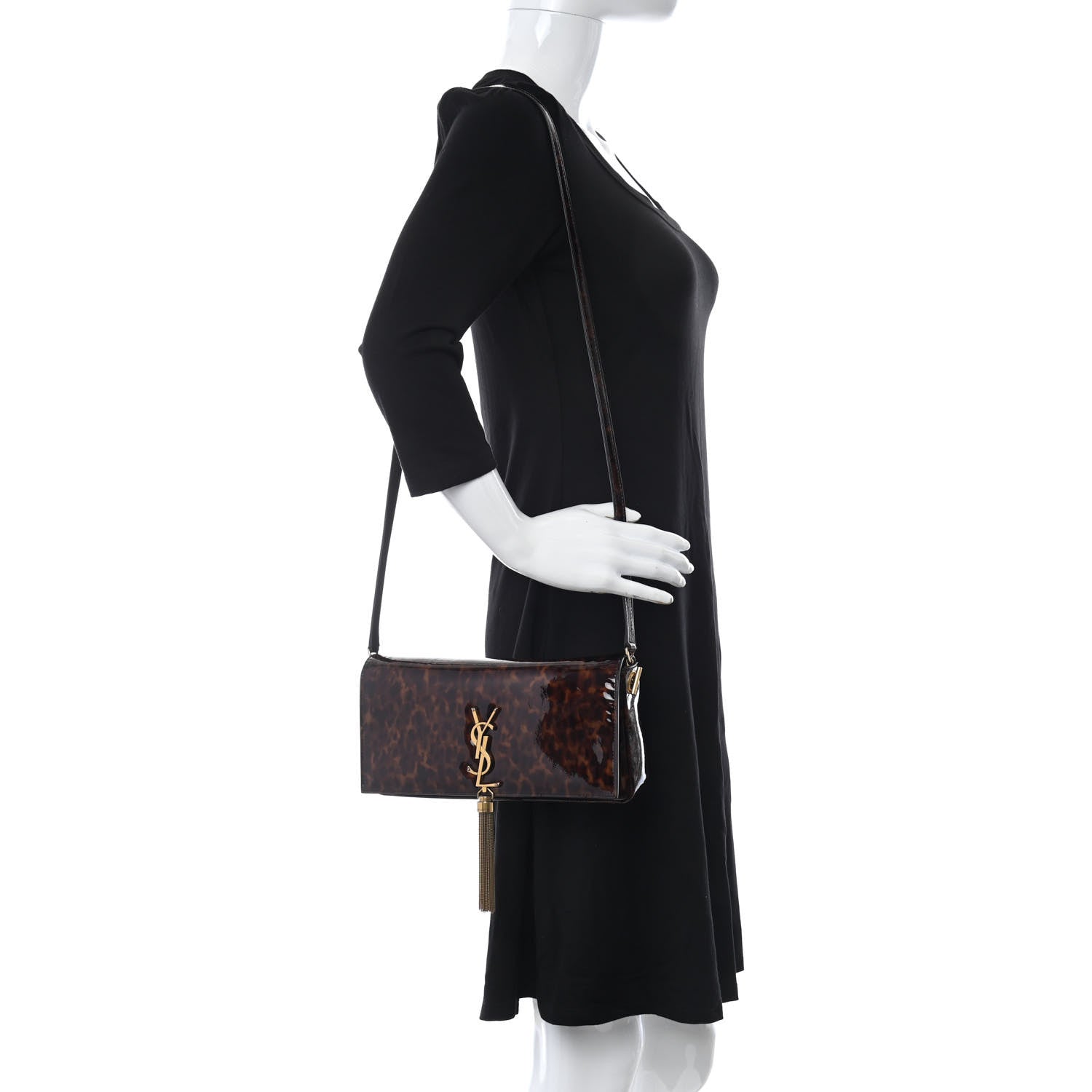 Saint Laurent Patent Monogram Tassel Kate 99 Tortoise 2 of 11