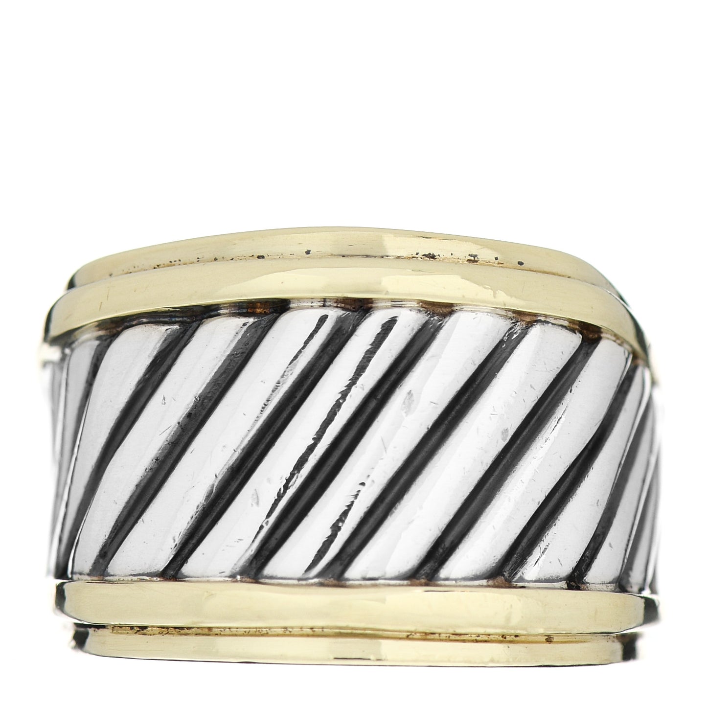 Sterling Silver 18K Yellow Gold Cable Cigar Band Ring 54 6.75