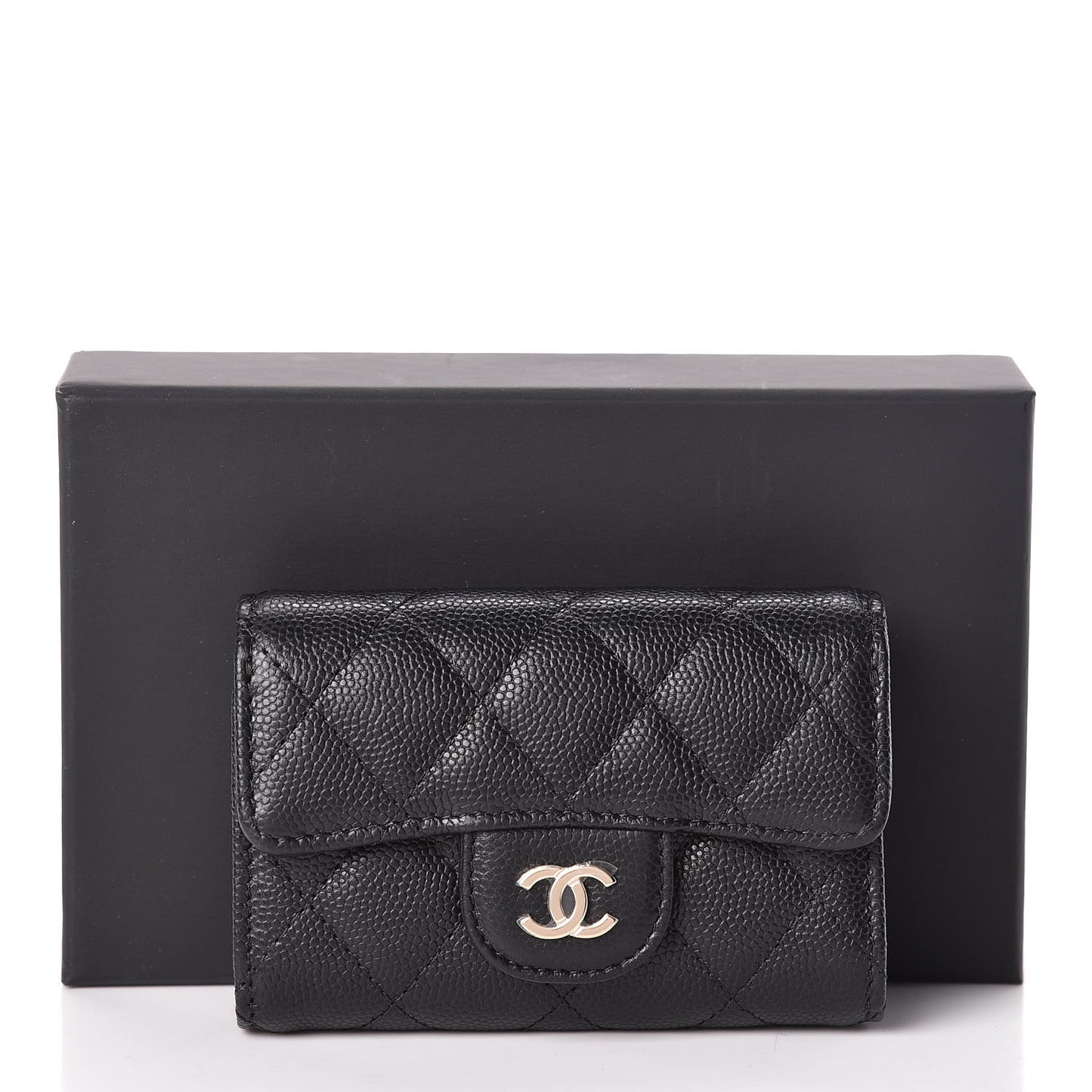 Caviar Quilted Classic 4 Key Holder Wallet Black