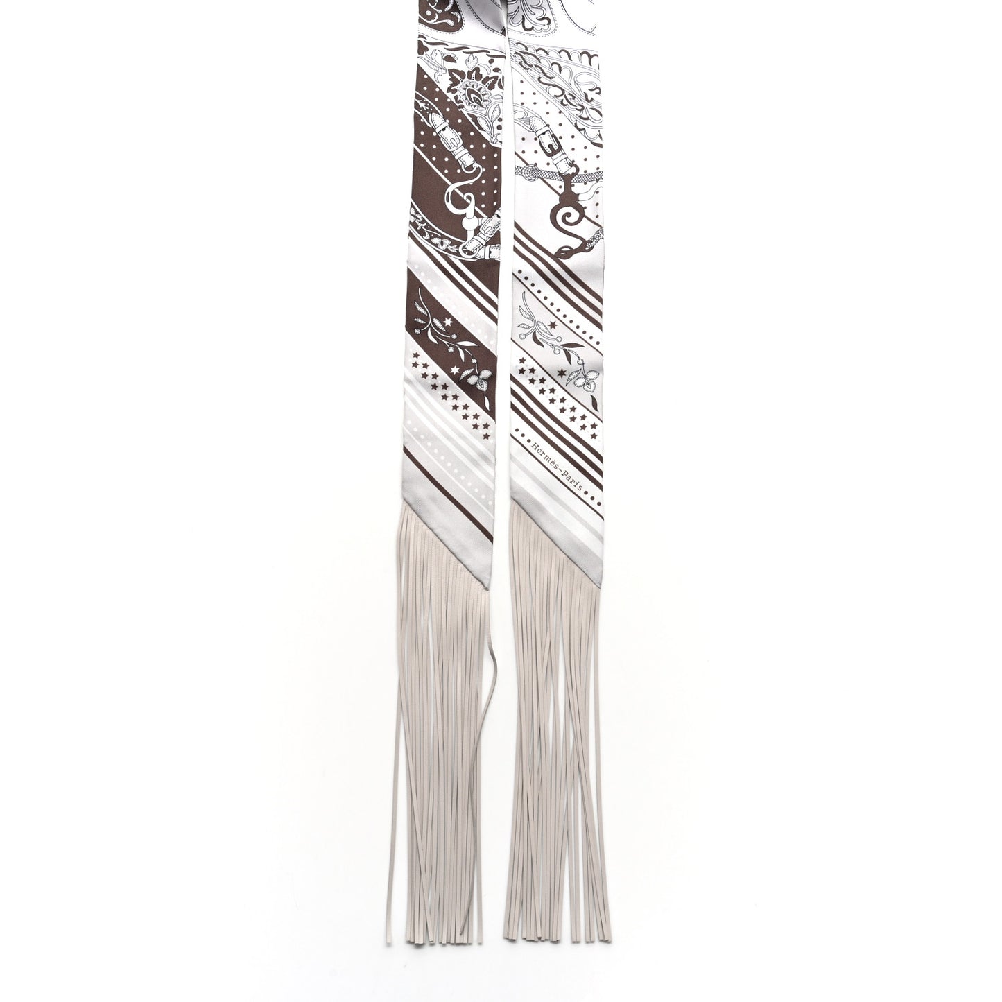 Silk Festival Des Amazones Bandana Fringed Twilly Craie Brun