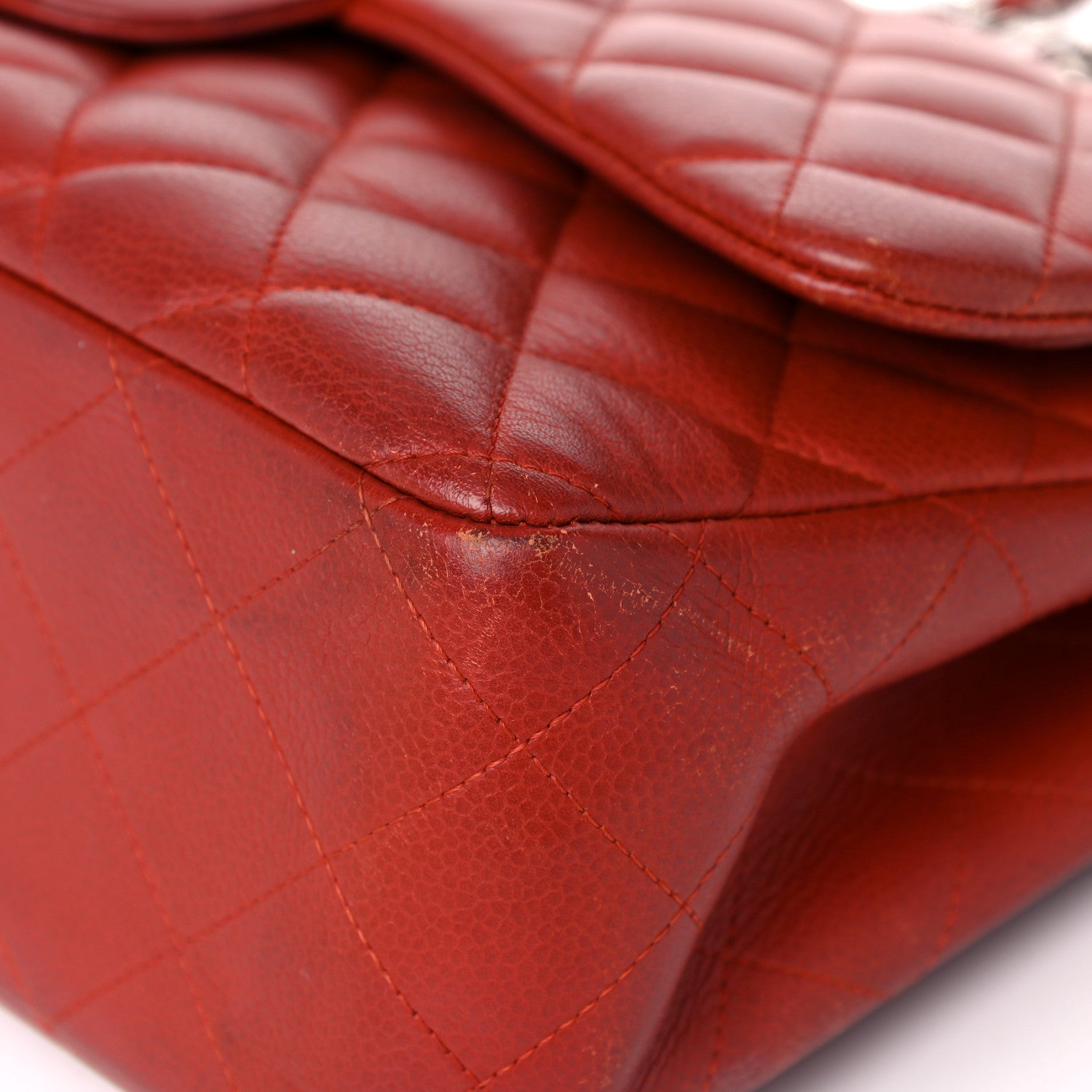 Chanel Caviar Quilted Jumbo Double Flap Red 8 of 24