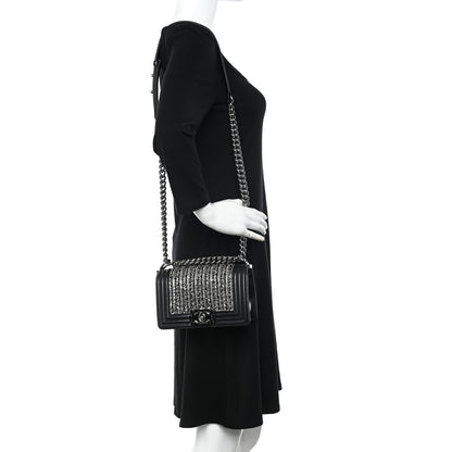 Chanel Lambskin Glass Pearl Embroidered Small Boy Flap Black 2 of 11