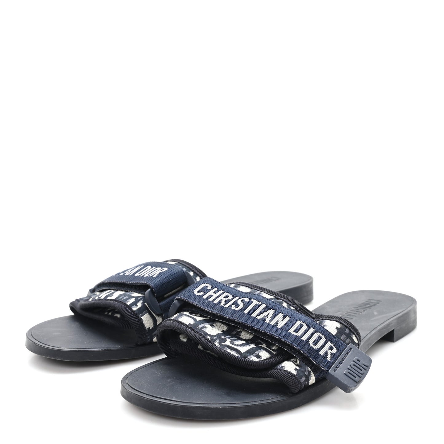 Nylon Oblique Dio(r)evolution Slide Sandals 38 Deep Blue