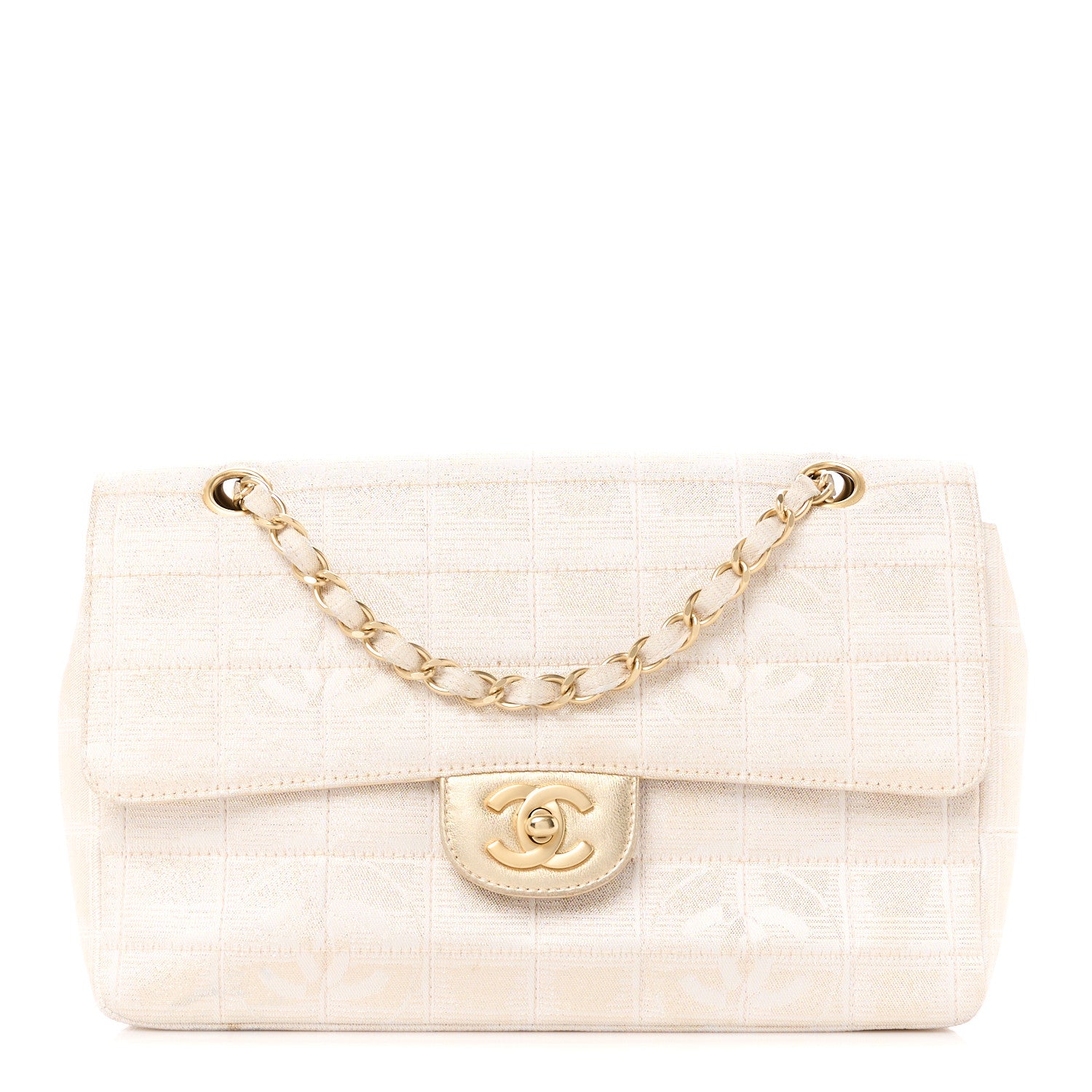 Chanel Metallic Nylon Medium Travel Flap Light Gold 1 of 13