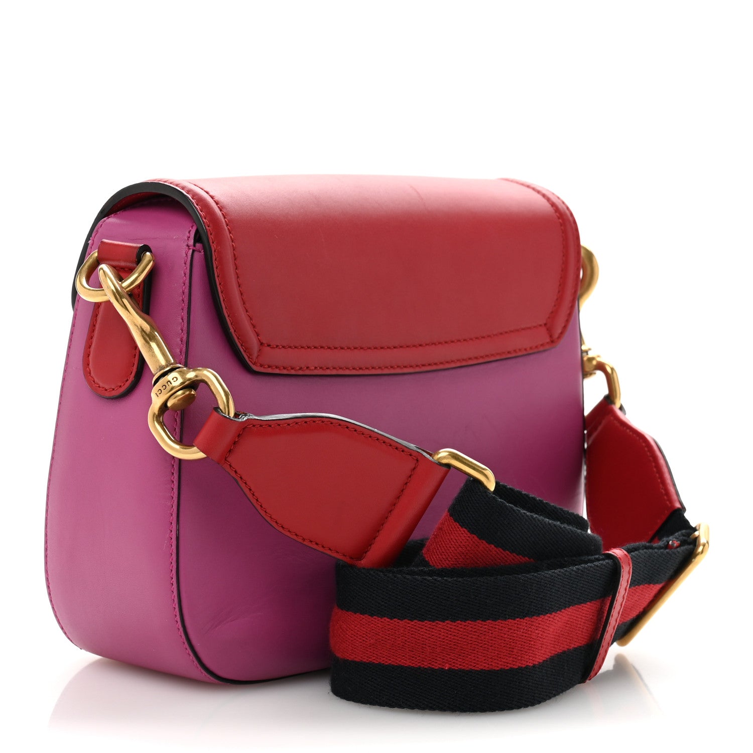 Gucci Calfskin Medium Lady Web Shoulder Bag New Rosette Hibiscus Red 3 of 14