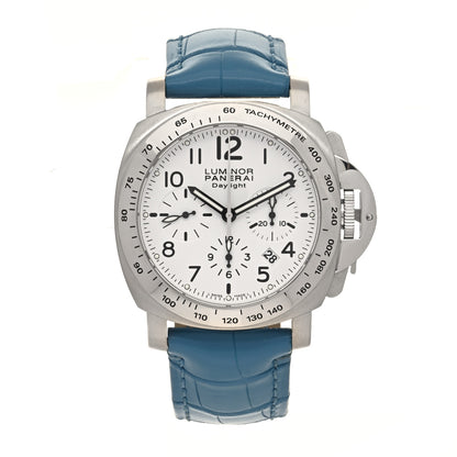 Panerai Stainless Steel Alligator 44mm Luminor Daylight Chronograph Automatic Watch White PAM00188 1 of 4