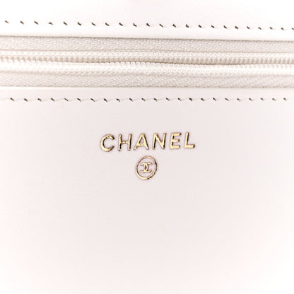 Chanel Lambskin Quilted Enamel Wallet On Chain WOC White 6 of 12