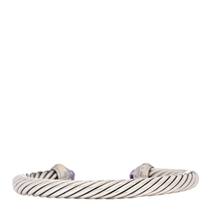 David Yurman Sterling Silver 14K Yellow Gold Amethyst 7mm Cable Classics Bracelet 2 of 3