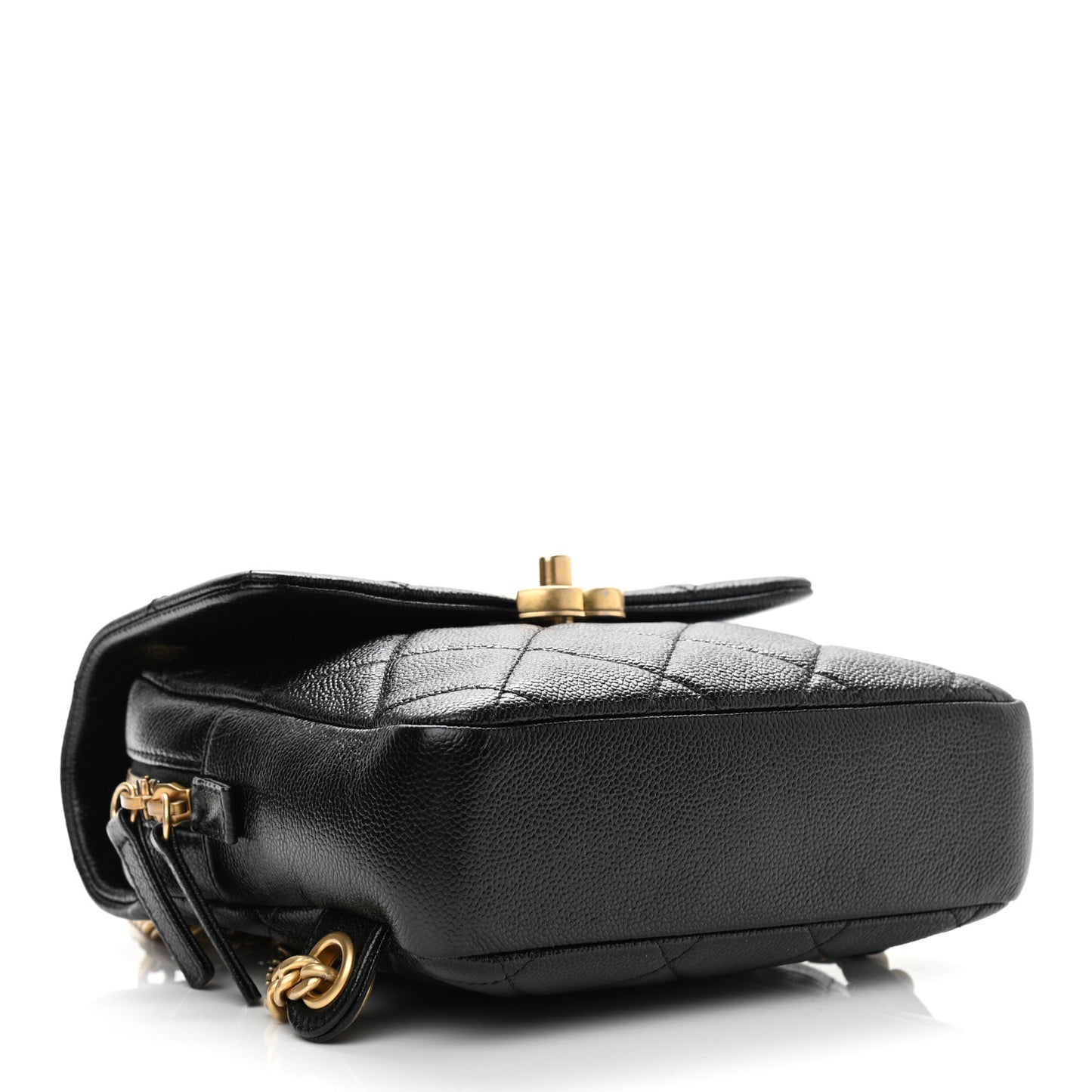 Shiny Caviar Quilted Chain Melody Backpack Black