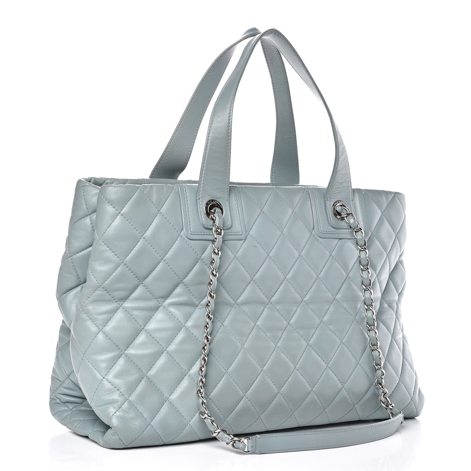 Chanel Lambskin Quilted Daily Shopping Tote Light Blue 3 of 19