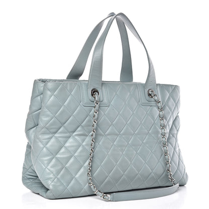 Chanel Lambskin Quilted Daily Shopping Tote Light Blue 3 of 19