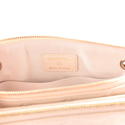 Chanel Shiny Lambskin Quilted Small Double Case With Strap Beige 8 of 10