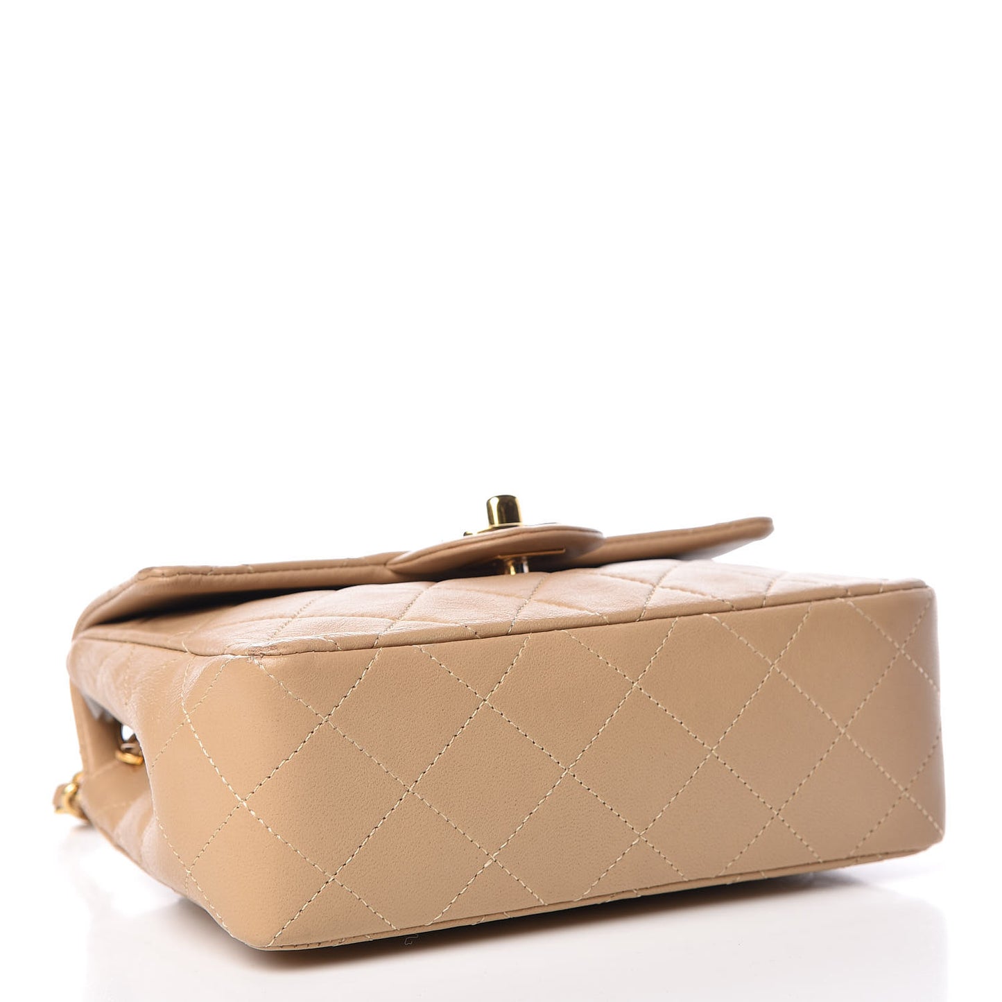 Lambskin Quilted Mini Square Flap Beige