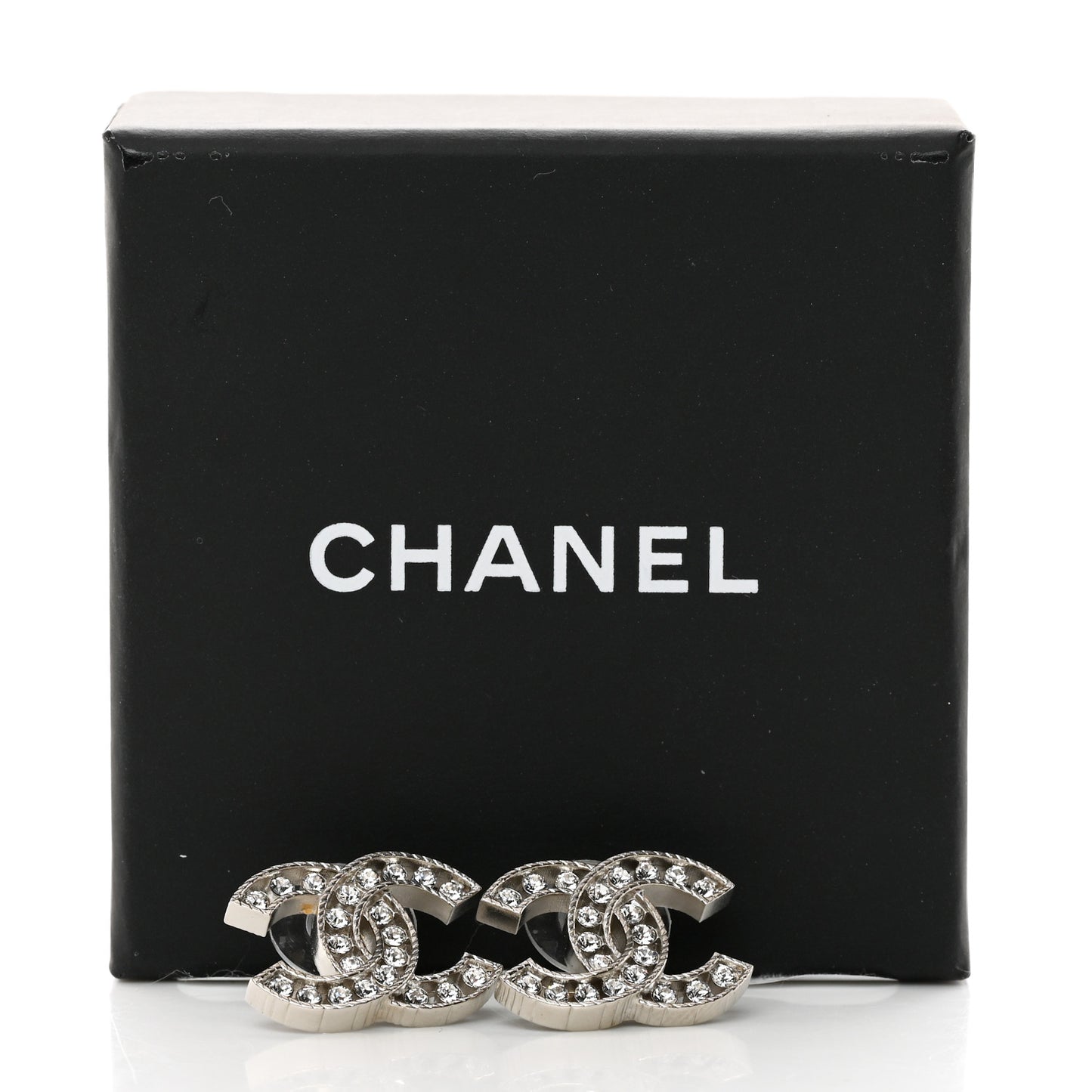 Crystal CC Chain Earrings Silver