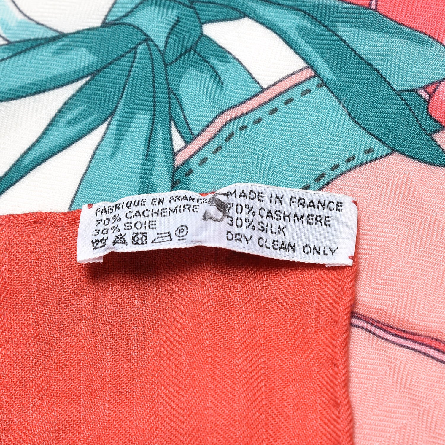 Hermes Cashmere Silk La Promenade Du Matin Shawl 140 Coral Menthol Vieux Rose 4 of 6