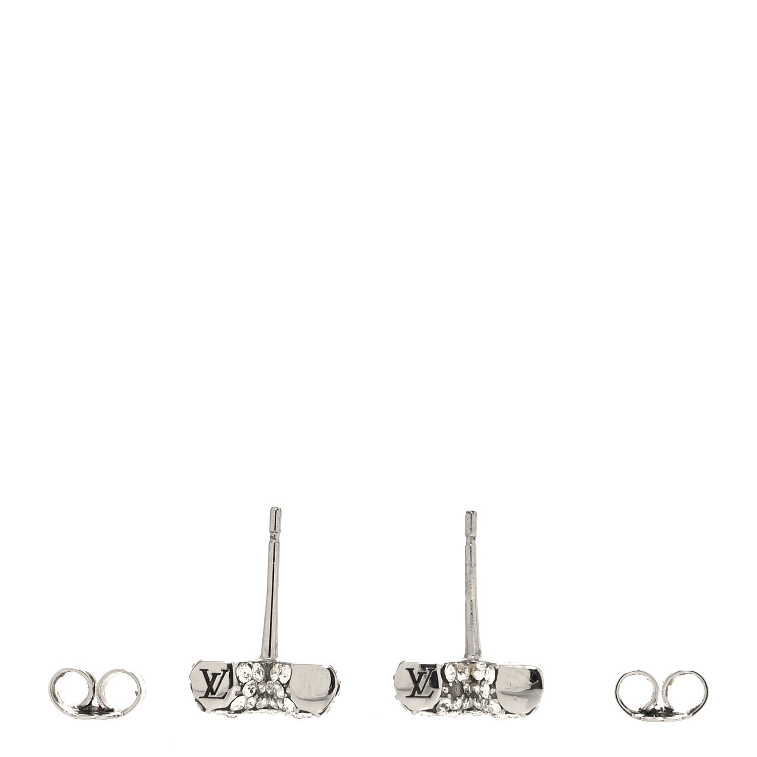 Louis Vuitton Crystal Essential V Stud Earrings Silver 3 of 5