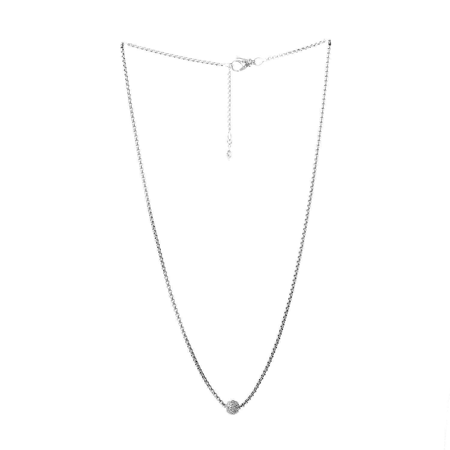 David Yurman Sterling Silver 18K White Gold Diamond Pave Ball Pendant Necklace 3 of 6