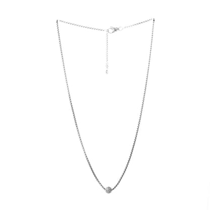 David Yurman Sterling Silver 18K White Gold Diamond Pave Ball Pendant Necklace 3 of 6