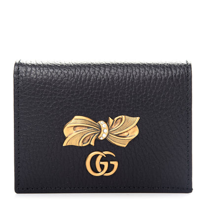 Gucci Calfskin GG Marmont Bow Card Case Black 1 of 8
