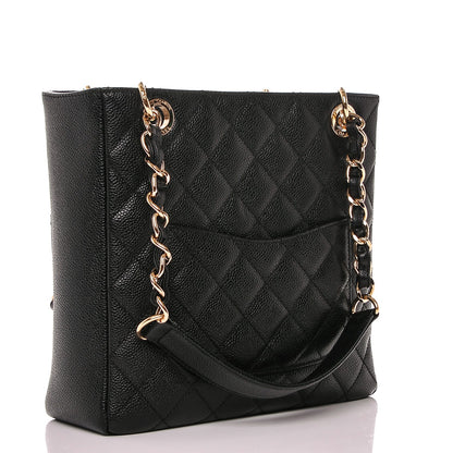 Chanel Caviar Quilted Petit Shopping Tote PST Black 3 of 7