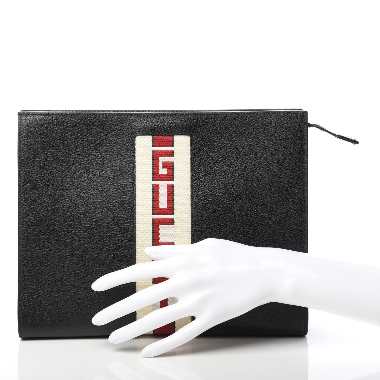 Textured Dollar Calfskin Nylon Gucci Stripe New Web Cosmetic Case Black Ecru Verde Rosso