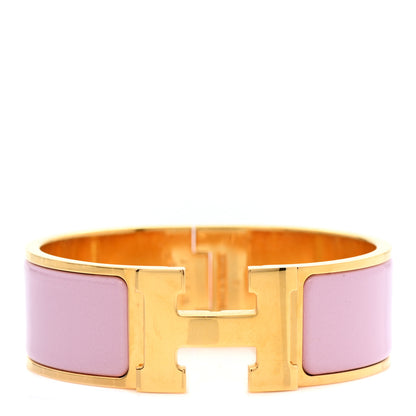 Hermes Enamel Wide Clic Clac H Bracelet Rose Dragee 1 of 6