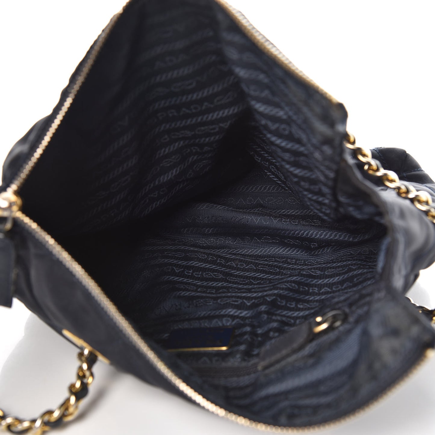 Nylon Tessuto Quilted Shoulder Bag Navy