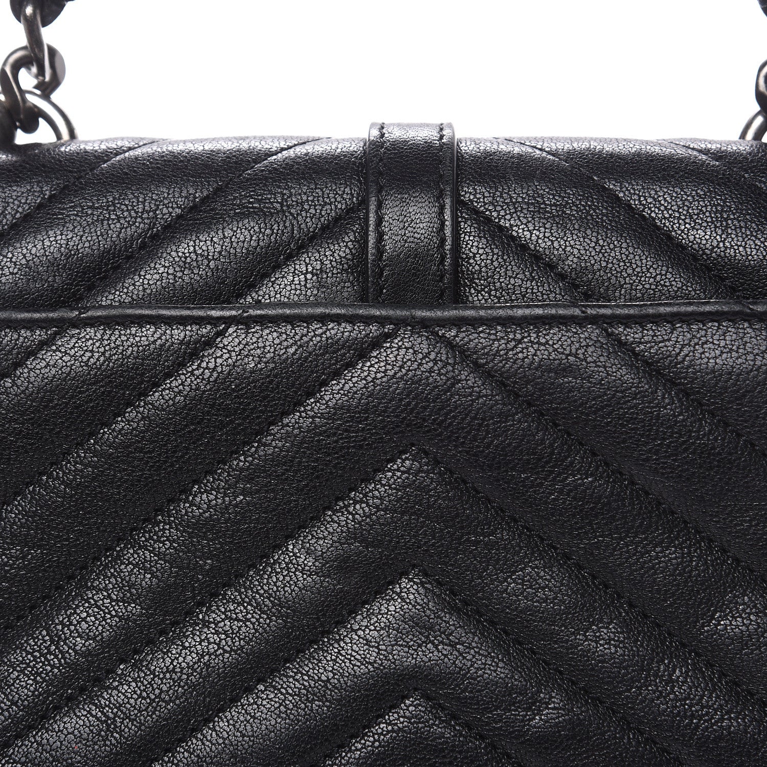 Saint Laurent Sheepskin Matelasse Chevron Monogram College Chain Wallet Black 16 of 18